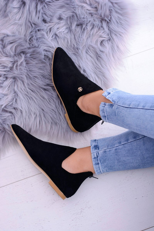 Lu Boo Czarne Botki Z Wycięciami Zamek Chelsea