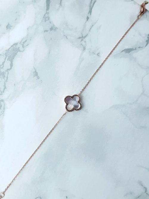 Damska Bransoleta Na Łańcuszku Kwiatek Różowe Złoto Selene