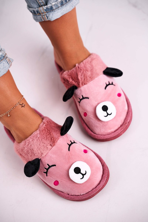 Damskie Welurowe Papcie Z Lamą Różowe Ruddy