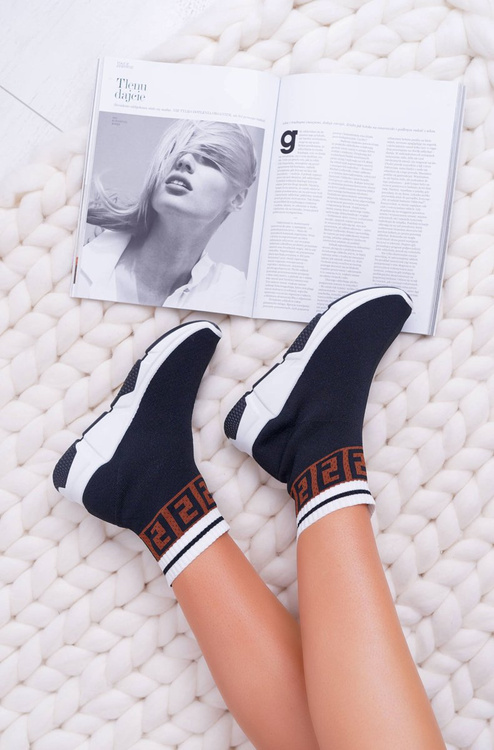 Obuwie Sportowe Damskie Wysoka Skarpeta Czarne Press