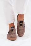 Zamszowe Sneakersy Damskie Vinceza 79557 Ciemnobeżowe