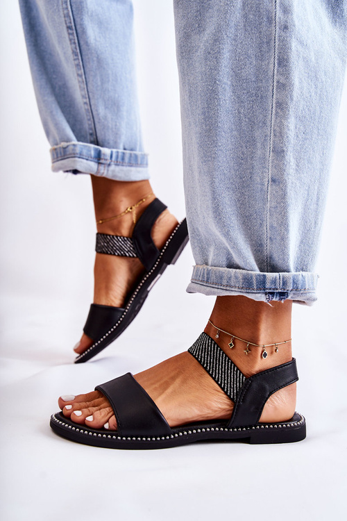 Damskie Klasyczne Sandały Na Płaskim Obcasie Czarne Catis