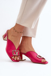 Eleganckie Klapki Damskie Na Obcasie Laura Messi 2771 Fuksja