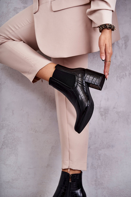 Wężowe Skórzane Botki La.Fi 260038B-XC Czarne