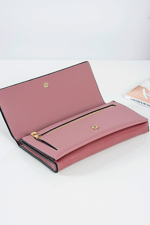 Duży Damski Różowy Modny Portfel