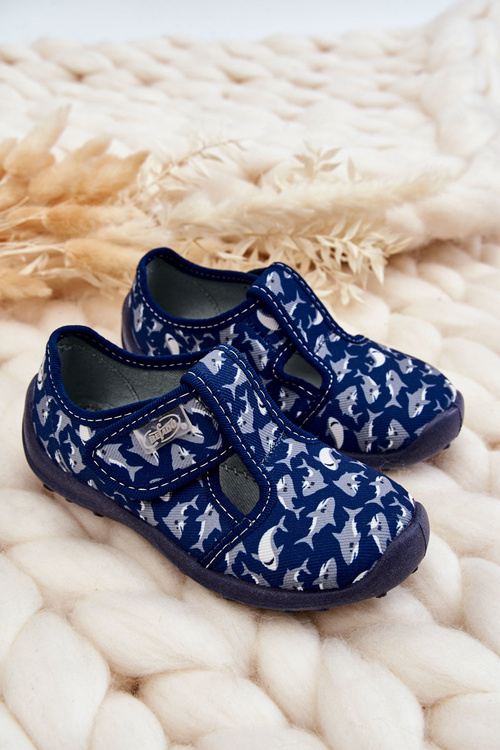 Dziecięce Półbuty Papcie Befado Rekiny 010X032 Granatowe