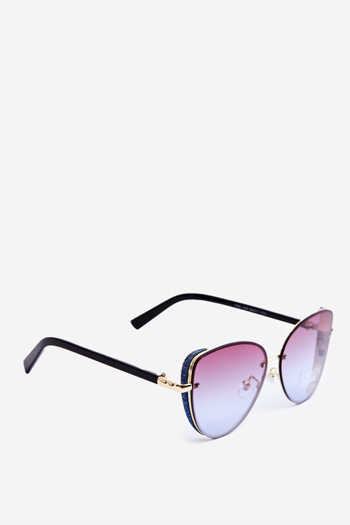 Damskie Okulary Przeciwsłoneczne Z Brokatowymi Wstawkami UV400 Czarno-Złote