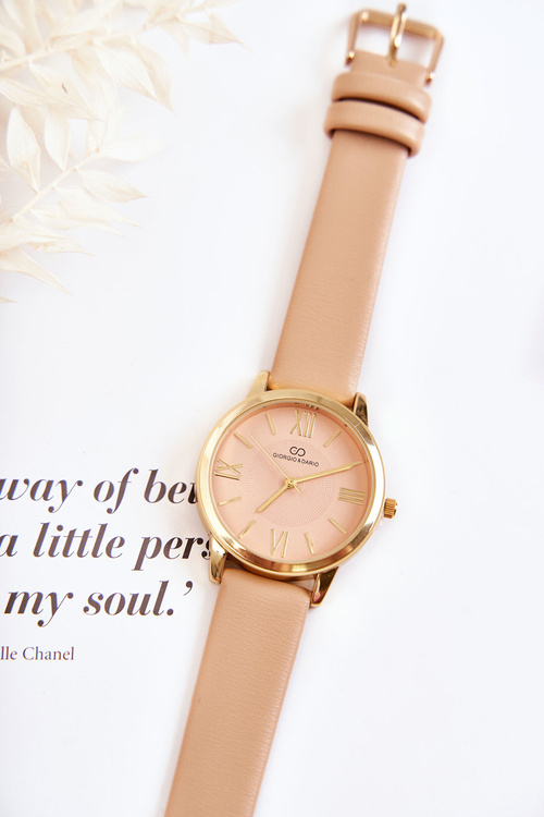 Damski Zegarek Na Skórzanym Pasku Giorgio&Dario Beżowy