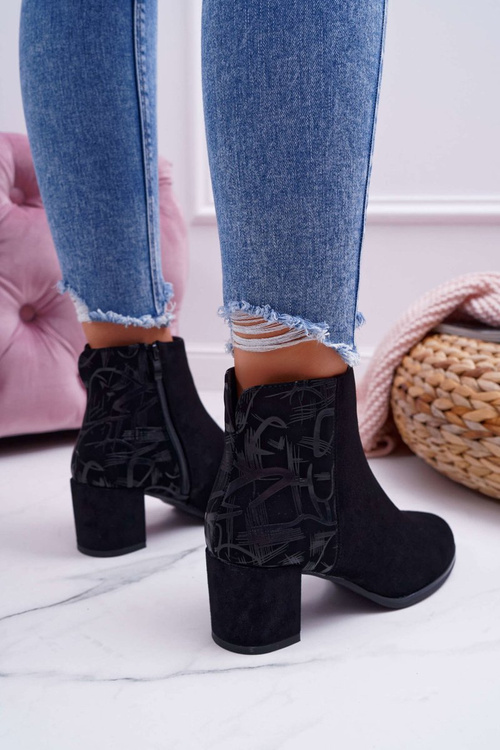 Botki Damskie Na Słupku Sergio Leone Czarne BT521