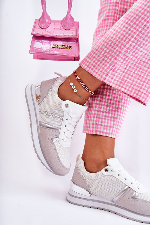 Klasyczne Damskie Wiązane Buty Sportowe Białe Elenes