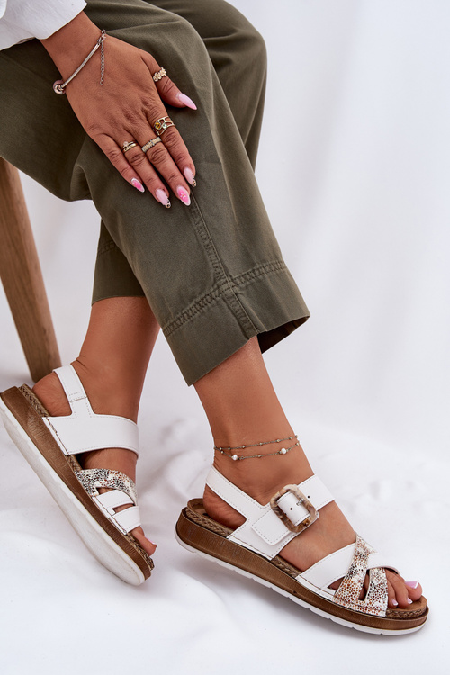 Sandały Damskie Z Klamrą Inblu GS000056 Białe