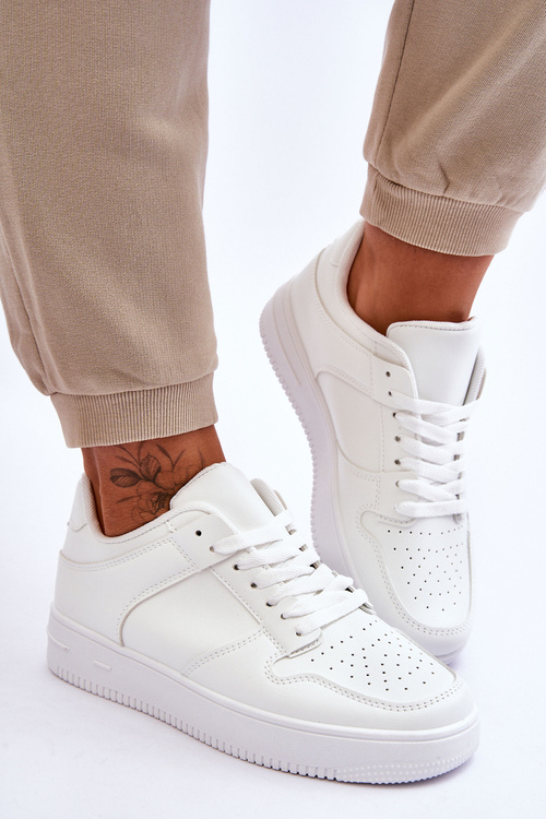 Klasyczne Sportowe Buty Na Platformie Białe Larena