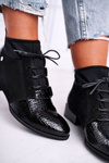 Botki Damskie Skórzane Trzewiki Maciejka Czarne 04744-20