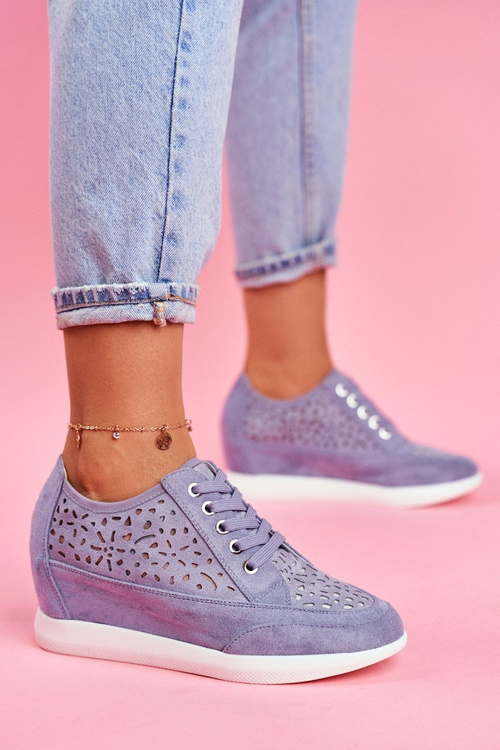 Sneakersy Damskie Sergio Leone Ażurowe Niebieskie PB122