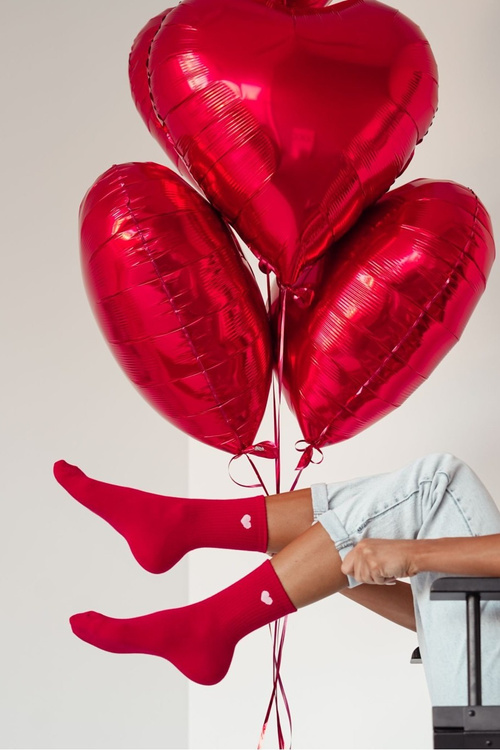 Skarpetki Damskie Drobne Serduszko Czerwone