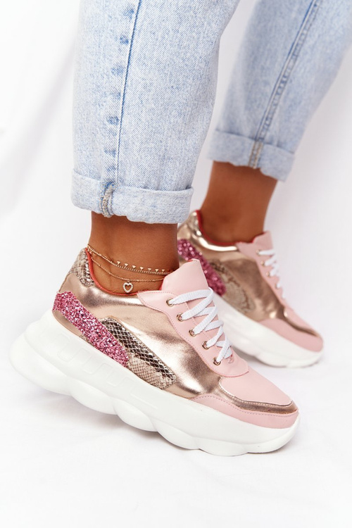 Damskie Sportowe Buty Na Platformie Lu Boo Różowe