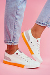 Trampki Damskie Cross Jeans Biało Pomarańczowe FF2R4043C