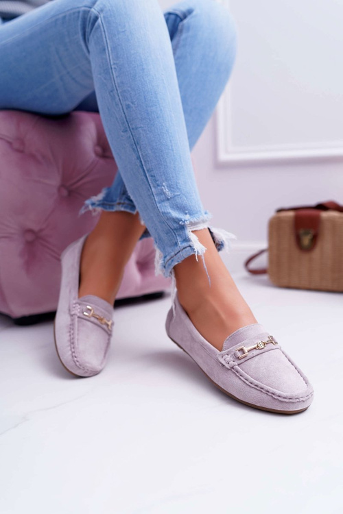 Mokasyny Damskie Lekkie Eko-zamsz Lila Róż Think