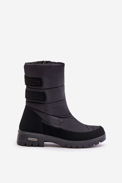 Damskie Śniegowce Na Zamek Progress PROGJ-21-16 Czarne