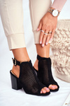 Botki Damskie Ażurowe Peep Toe Czarne Paradise