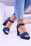 Damskie Gumowe Granatowe Sandały Na Słupku Meliski Viene