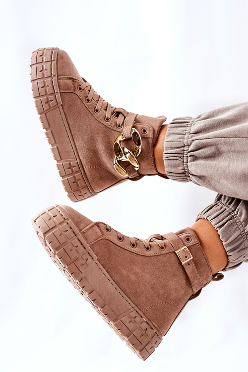 Wysokie Trampki Na Platformie Ciemnobeżowe Evenia