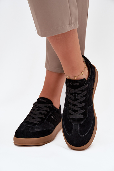 Zamszowe Sneakersy Damskie Big Star SS274673 HI-POLY SYSTEM Czarne