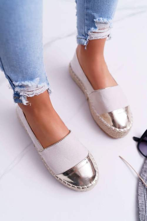 Espadryle Damskie Beżowe Platforma Ringer