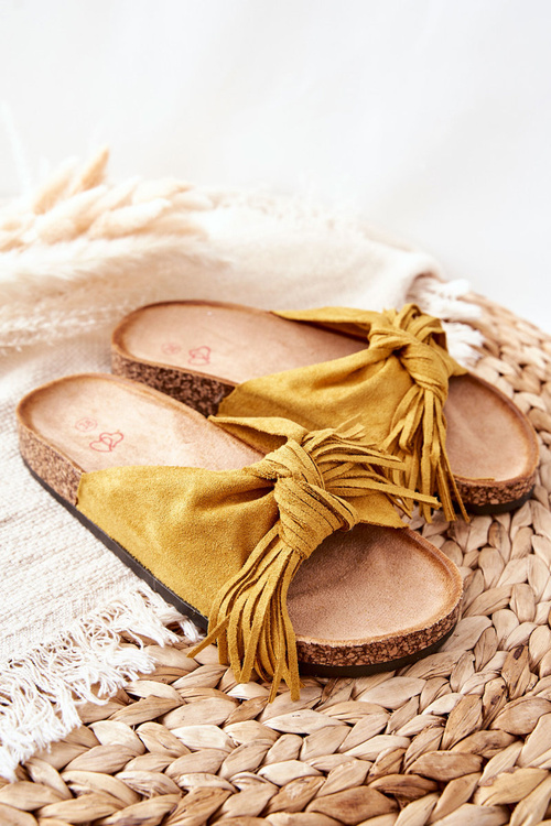 Klapki Na Korkowej Podeszwie Żółte Taryne