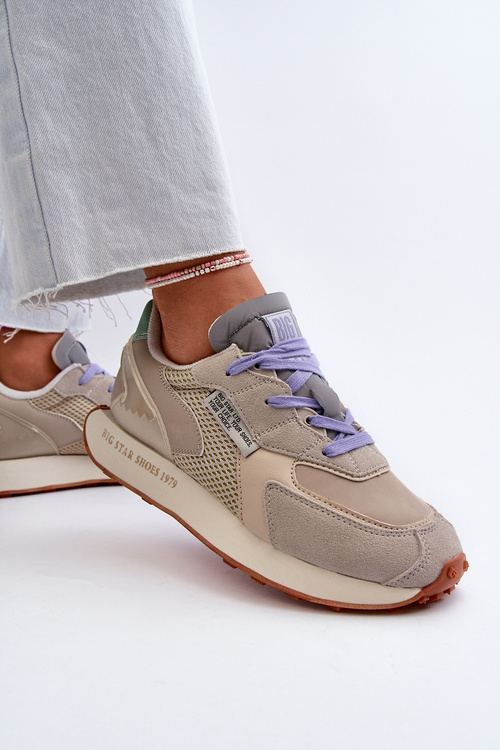 Sneakersy Damskie Na Platformie Memory Foam System Big Star NN274681 Beżowe