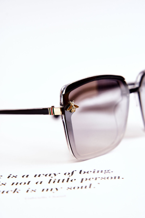 Damskie Okulary Przeciwsłoneczne Z Ozdobą SX0007 Czarno-Szare