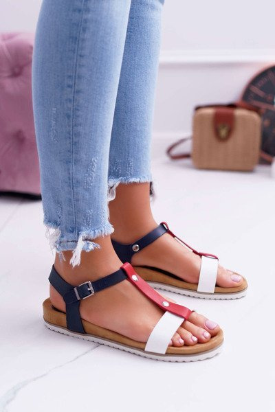 Sandały Damskie Płaskie Profilowane 8SD35-0306 Kolorowe Dubi