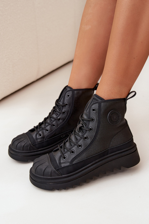 Wysokie Trampki Damskie Ocieplane Big Star OO274A355 Czarne