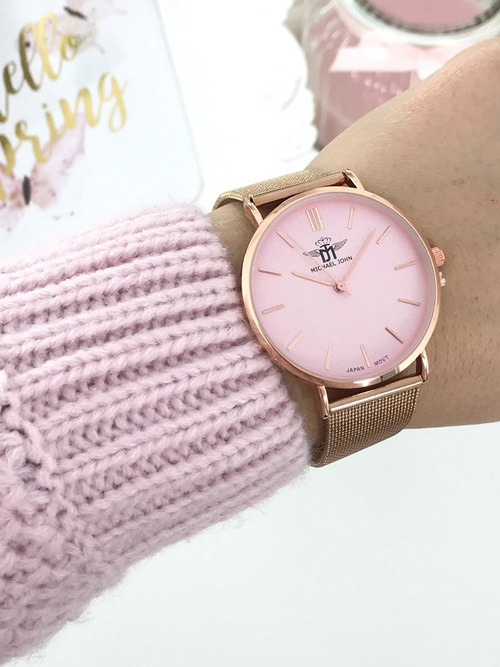 Damski Zegarek Michael John Florence Różowa Tarcza 40mm