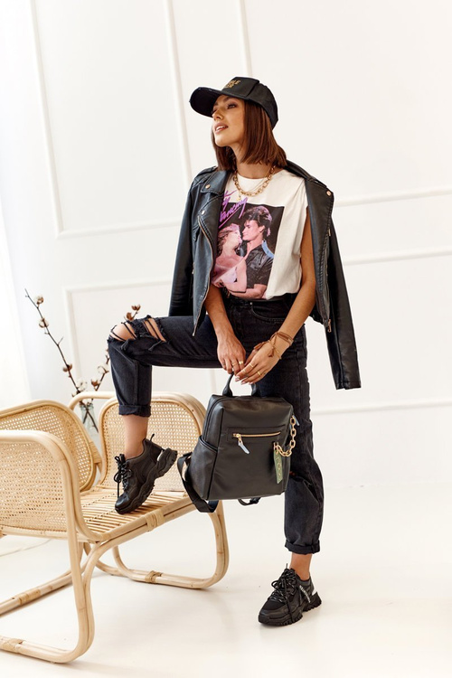 Damski Skórzany Plecak NOBO NBAG-K1800 Czarny