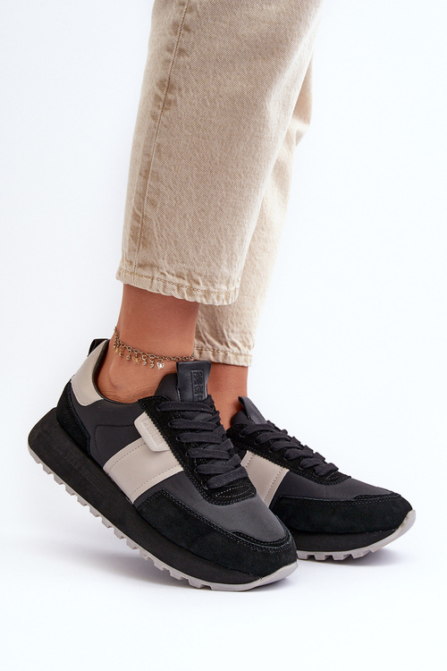 Sneakersy Damskie Na Platformie Big Star NN274502 Memory Foam System Czarne