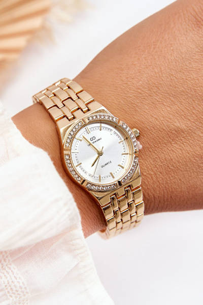 Stalowy Zegarek Z Cyrkoniami Giorgio&Dario Złoty