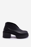 Skórzane Botki Na Masywnym Obcasie Nicole 2795/056 Czarne