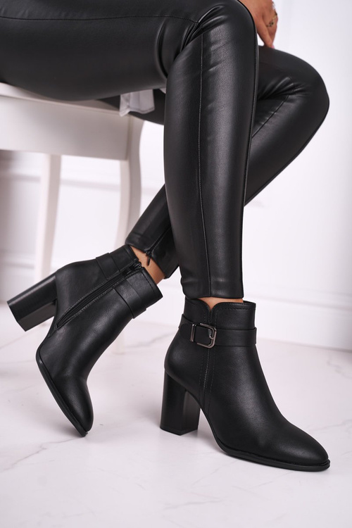 Botki Damskie Na Słupku Sergio Leone Czarne BT509