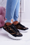 Sportowe Damskie Czarne Buty Leopard Faqundo