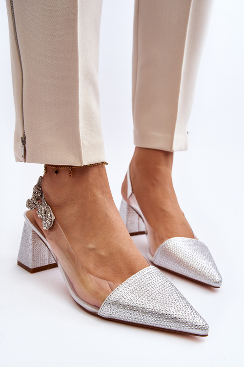 Eleganckie Czółenka W Szpic D&A MR91292-1 Srebrne