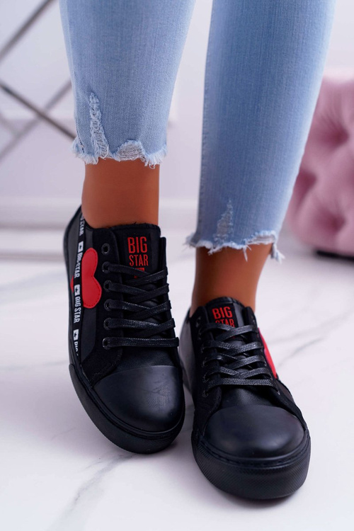 Trampki Damskie Big Star Czarne z Sercem EE274256