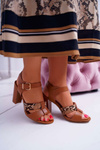 Sandały Damskie Na Słupku Eleganckie Camel Stephani