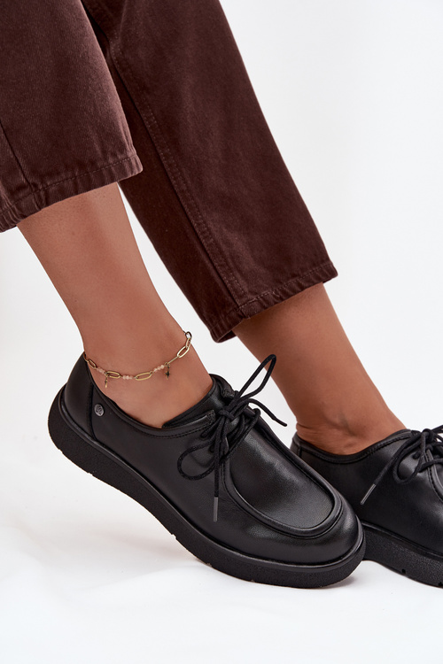 Skórzane Półbuty Damskie Maciejka K7189-01 Czarne