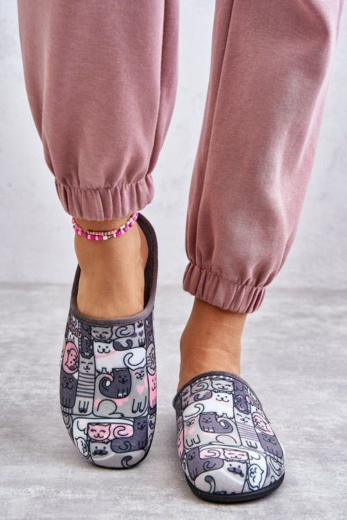 Papcie Klapki Befado Kotki 155D208 Szare