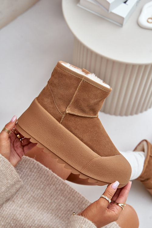 Ocieplane Zamszowe Śniegowce Na Platformie Big Star OO274A212 Brązowe