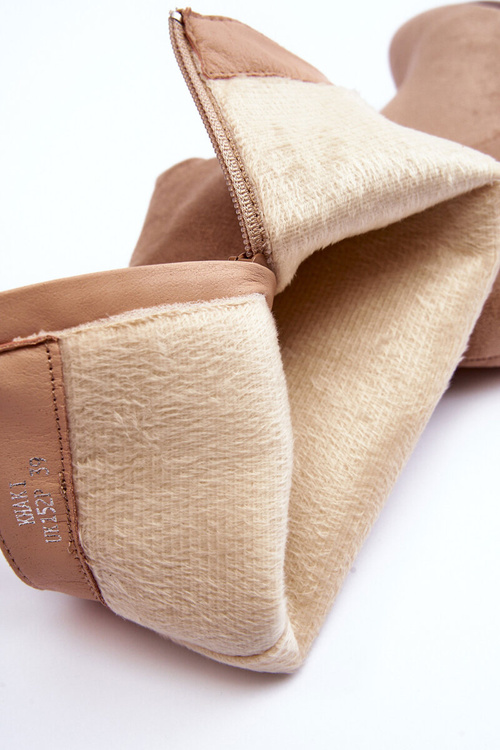 Kozaki Przed Kolano Zamszowe Na Obcasie Beżowe Inatris