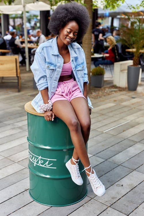 Damskie Logowane Trampki Biało-Różowe Day Off