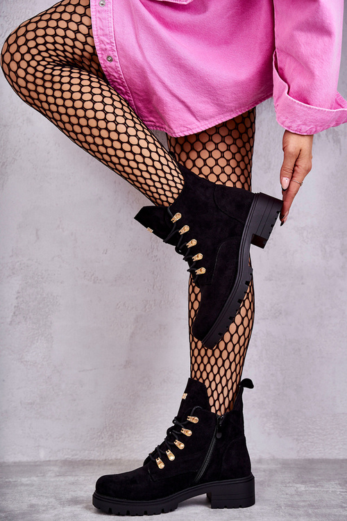 Klasyczne Damskie Zamszowe Botki Czarne Telma