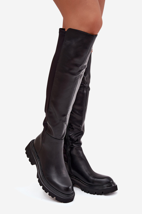 Wsuwane Kozaki Damskie Z Eko Skóry Czarne Sylvina